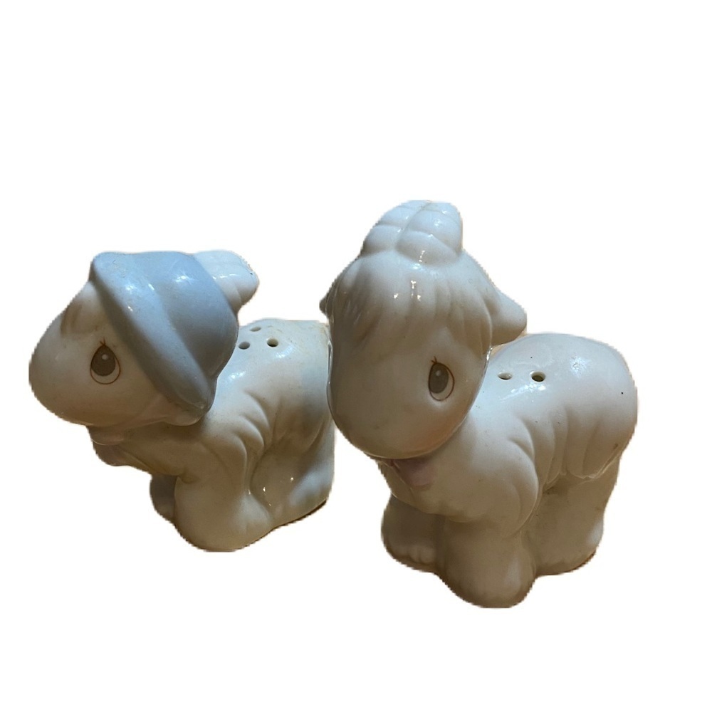 Precious Moments Salt & Pepper Shakers Ceramic Vintage Noah’s Ark Lamb Goat